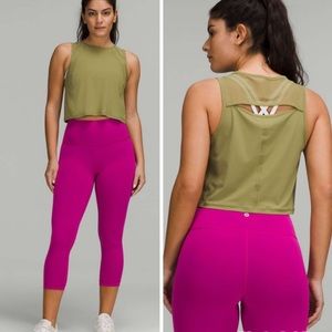 Lululemon Sculpt Cropped Tank Green Size 12